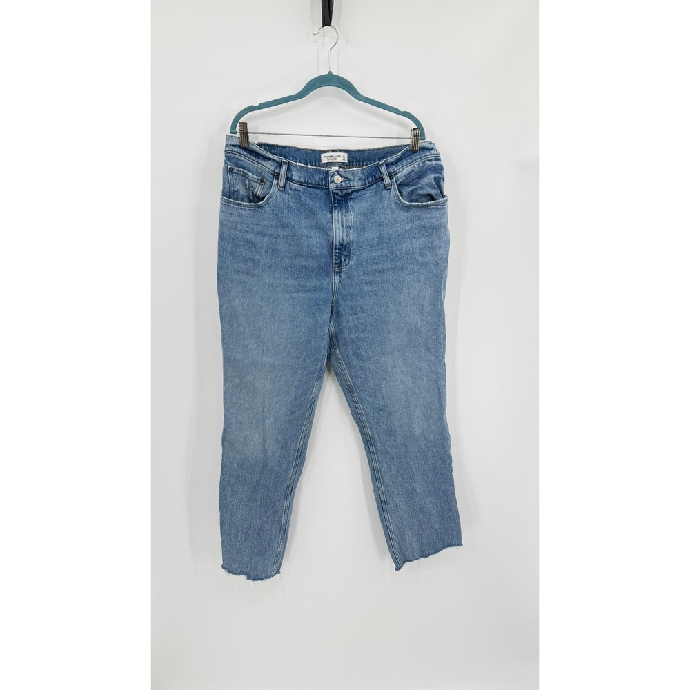 Abercrombie & Fitch Curve Love 90 Straight Ultra High Rise Jeans Blue Size 34 18